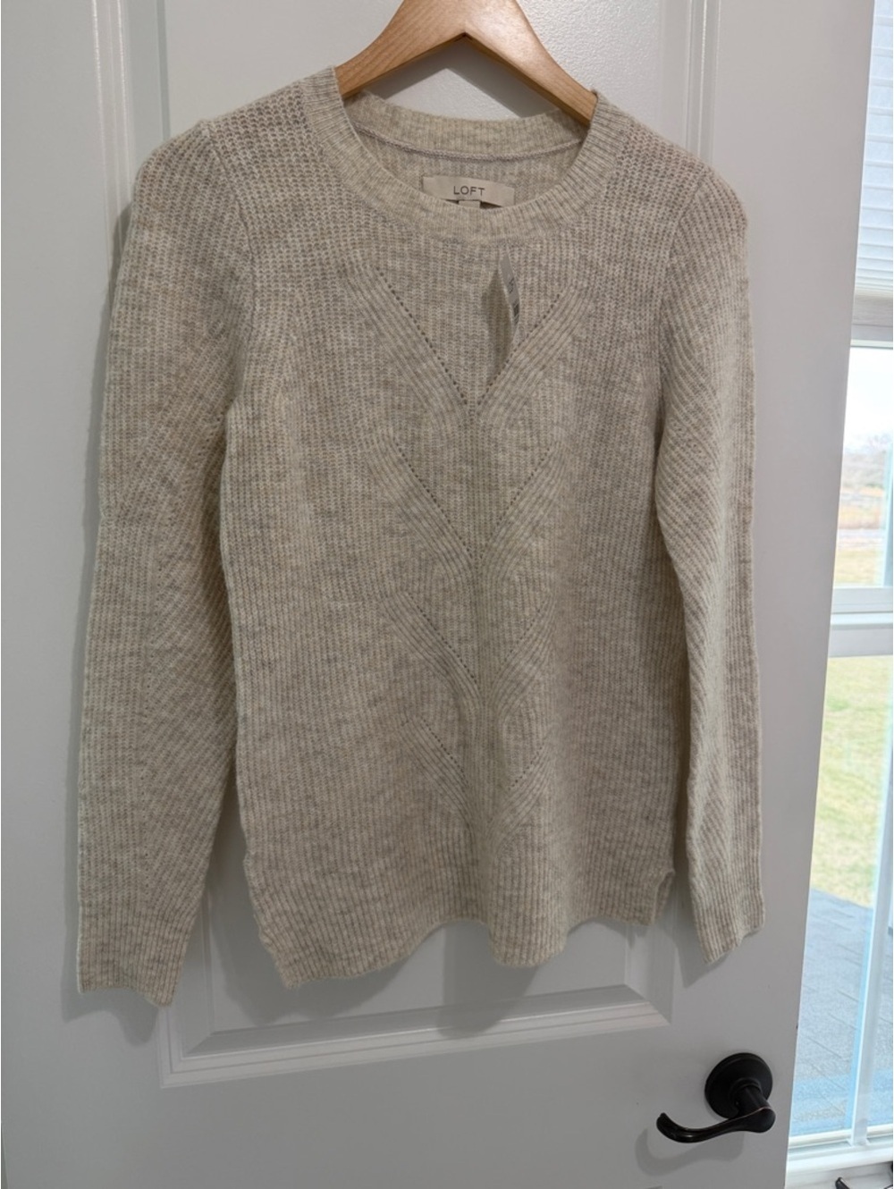 NWT! XS LOFT Pointelle Ribbed Neck Sweater